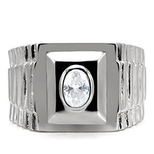 Load image into Gallery viewer, TK122 - High polished (no plating) Stainless Steel Ring with AAA Grade CZ  in Clear