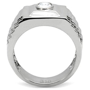 TK122 - High polished (no plating) Stainless Steel Ring with AAA Grade CZ  in Clear