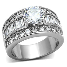 Load image into Gallery viewer, TK1232 - High polished (no plating) Stainless Steel Ring with AAA Grade CZ  in Clear