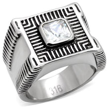 Load image into Gallery viewer, TK123 - High polished (no plating) Stainless Steel Ring with AAA Grade CZ  in Clear