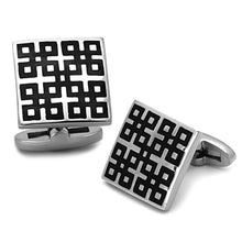 Load image into Gallery viewer, TK1243 - High polished (no plating) Stainless Steel Cufflink with Epoxy  in Jet