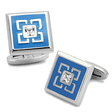 Load image into Gallery viewer, TK1244 - High polished (no plating) Stainless Steel Cufflink with Top Grade Crystal  in Clear