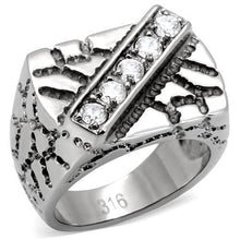 Load image into Gallery viewer, TK124 - High polished (no plating) Stainless Steel Ring with AAA Grade CZ  in Clear