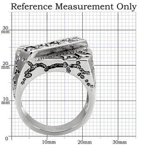 TK124 - High polished (no plating) Stainless Steel Ring with AAA Grade CZ  in Clear
