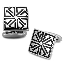Load image into Gallery viewer, TK1253 - High polished (no plating) Stainless Steel Cufflink with Epoxy  in Jet
