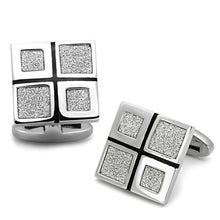 Load image into Gallery viewer, TK1255 - High polished (no plating) Stainless Steel Cufflink with Epoxy  in Jet