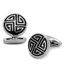 Load image into Gallery viewer, TK1257 - High polished (no plating) Stainless Steel Cufflink with Epoxy  in Jet