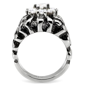 TK125 - High polished (no plating) Stainless Steel Ring with AAA Grade CZ  in Clear