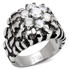Load image into Gallery viewer, TK125 - High polished (no plating) Stainless Steel Ring with AAA Grade CZ  in Clear