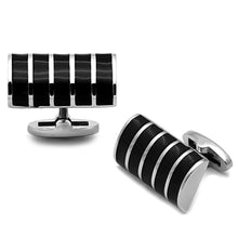 Load image into Gallery viewer, TK1263 - High polished (no plating) Stainless Steel Cufflink with Epoxy  in Jet