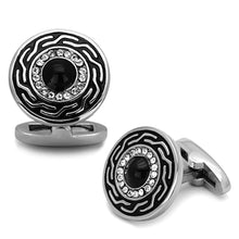 Load image into Gallery viewer, TK1264 - High polished (no plating) Stainless Steel Cufflink with Top Grade Crystal  in Clear