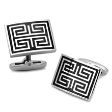 Load image into Gallery viewer, TK1265 - High polished (no plating) Stainless Steel Cufflink with Epoxy  in Jet