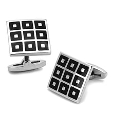 Load image into Gallery viewer, TK1268 - High polished (no plating) Stainless Steel Cufflink with Epoxy  in Jet