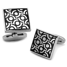 Load image into Gallery viewer, TK1271 - High polished (no plating) Stainless Steel Cufflink with Epoxy  in Jet
