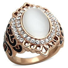 Load image into Gallery viewer, TK1286 - IP Rose Gold(Ion Plating) Stainless Steel Ring with Synthetic Cat Eye in White