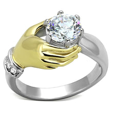 Load image into Gallery viewer, TK1324 - Two-Tone IP Gold (Ion Plating) Stainless Steel Ring with AAA Grade CZ  in Clear
