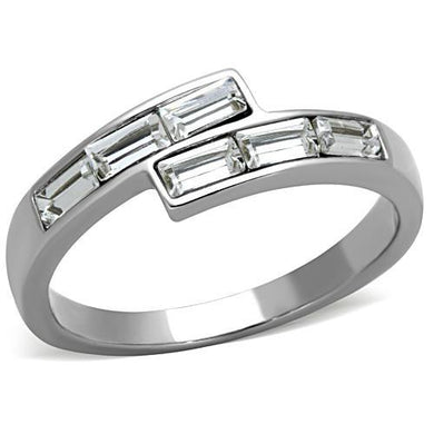 TK1335 - High polished (no plating) Stainless Steel Ring with Top Grade Crystal  in Clear