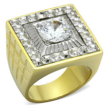 Load image into Gallery viewer, TK1359 - Two-Tone IP Gold (Ion Plating) Stainless Steel Ring with AAA Grade CZ  in Clear