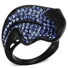 Load image into Gallery viewer, TK1362 - IP Black(Ion Plating) Stainless Steel Ring with Top Grade Crystal  in Sapphire