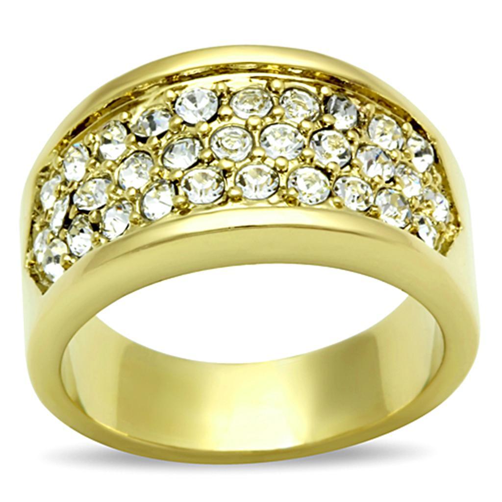 TK1385 - IP Gold(Ion Plating) Stainless Steel Ring with Top Grade Crystal  in Clear