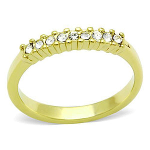 TK1390 - IP Gold(Ion Plating) Stainless Steel Ring with Top Grade Crystal  in Clear