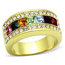 Load image into Gallery viewer, TK1402 - IP Gold(Ion Plating) Stainless Steel Ring with Top Grade Crystal  in Multi Color