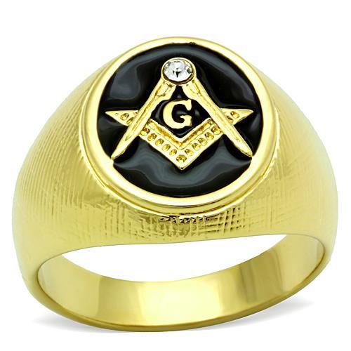 TK1403 - IP Gold(Ion Plating) Stainless Steel Ring with Top Grade Crystal  in Clear