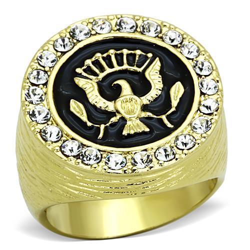 TK1404 IP Gold(Ion Plating) Stainless Steel Ring with Top Grade Crystal in Clear