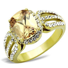 Load image into Gallery viewer, TK1418 - IP Gold(Ion Plating) Stainless Steel Ring with AAA Grade CZ  in Champagne