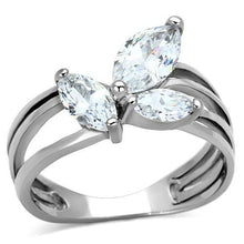 Load image into Gallery viewer, TK1445 - High polished (no plating) Stainless Steel Ring with AAA Grade CZ  in Clear