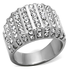 Load image into Gallery viewer, TK1447 - High polished (no plating) Stainless Steel Ring with Top Grade Crystal  in Clear
