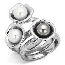 Load image into Gallery viewer, TK1449 - High polished (no plating) Stainless Steel Ring with Synthetic Pearl in Multi Color