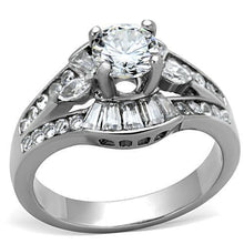 Load image into Gallery viewer, TK1451 - High polished (no plating) Stainless Steel Ring with AAA Grade CZ  in Clear