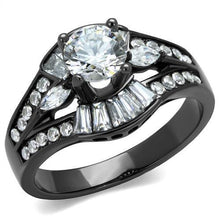 Load image into Gallery viewer, TK1451LJ IP Light Black  (IP Gun) Stainless Steel Ring with AAA Grade CZ in Clear