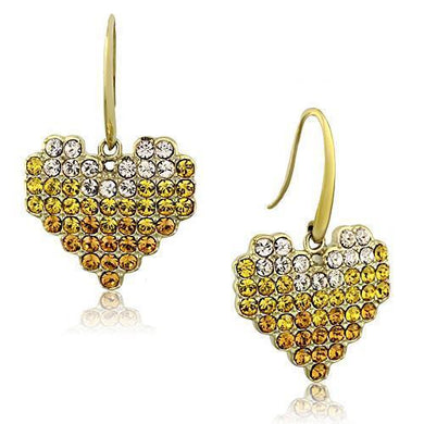 TK1455 - IP Gold(Ion Plating) Stainless Steel Earrings with Top Grade Crystal  in Multi Color