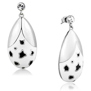TK1462 - High polished (no plating) Stainless Steel Earrings with Top Grade Crystal  in Clear