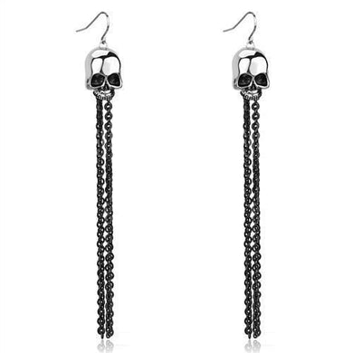 TK1480 - Two-Tone IP Black Stainless Steel Earrings with Epoxy  in Jet