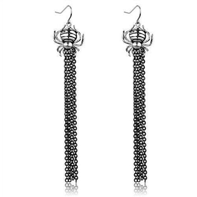 TK1481 - Two-Tone IP Black Stainless Steel Earrings with Epoxy  in Jet