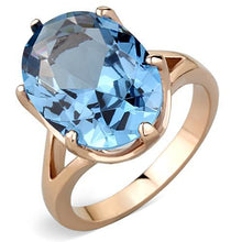 Load image into Gallery viewer, TK1484 - IP Rose Gold(Ion Plating) Stainless Steel Ring with Synthetic Spinel in London Blue