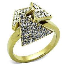 Load image into Gallery viewer, TK1485 - IP Gold(Ion Plating) Stainless Steel Ring with Top Grade Crystal  in Clear