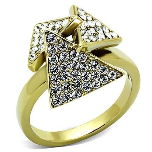 TK1485 - IP Gold(Ion Plating) Stainless Steel Ring with Top Grade Crystal  in Clear
