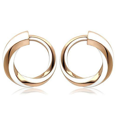 TK1488 - IP Rose Gold(Ion Plating) Stainless Steel Earrings with Epoxy  in White