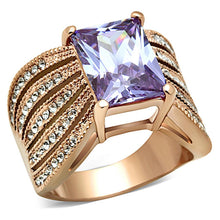 Load image into Gallery viewer, TK1490 - IP Rose Gold(Ion Plating) Stainless Steel Ring with AAA Grade CZ  in Light Amethyst