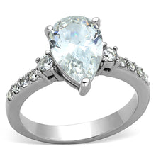 Load image into Gallery viewer, TK1493 - High polished (no plating) Stainless Steel Ring with AAA Grade CZ  in Clear