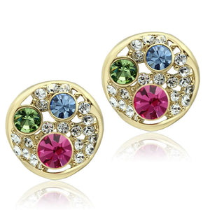 TK1501 - IP Gold(Ion Plating) Stainless Steel Earrings with Top Grade Crystal  in Multi Color