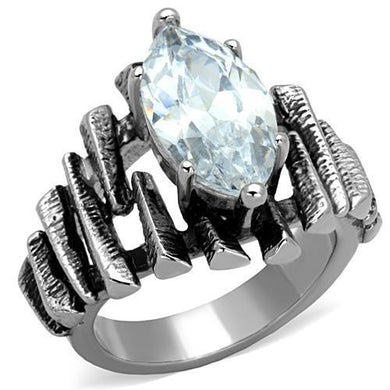 TK1516 - High polished (no plating) Stainless Steel Ring with AAA Grade CZ  in Clear