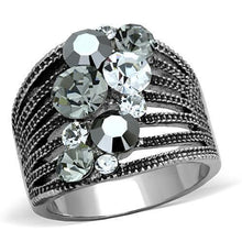 Load image into Gallery viewer, TK1521 - High polished (no plating) Stainless Steel Ring with Top Grade Crystal  in Black Diamond