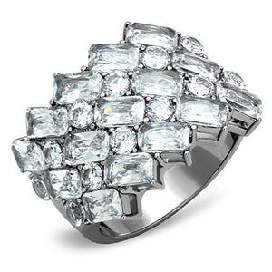 TK1522 - High polished (no plating) Stainless Steel Ring with AAA Grade CZ  in Clear