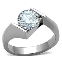 Load image into Gallery viewer, TK1538 - High polished (no plating) Stainless Steel Ring with AAA Grade CZ  in Clear