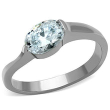 Load image into Gallery viewer, TK1542 - High polished (no plating) Stainless Steel Ring with AAA Grade CZ  in Clear